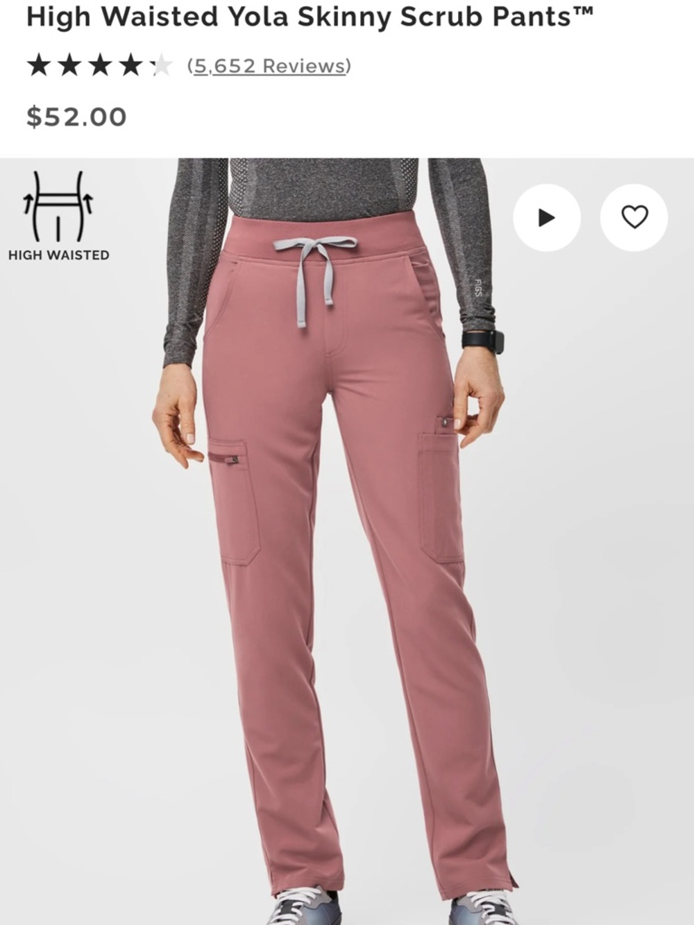 Figs Women’s High Waisted Yola Skinny Scrub Pants (Muave)